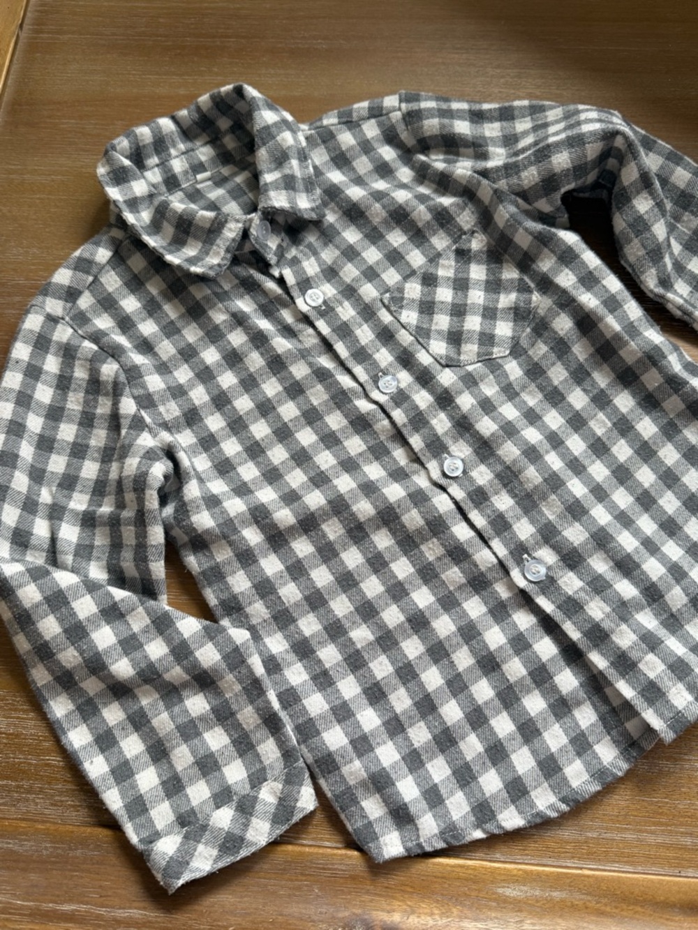 Kids Gray & White Plaid Button-Up Shirt